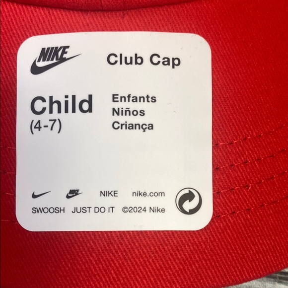 Nike Unisex Kids' Red Cap with White Logo Sz (Child 4-6) - Picture 6 of 6
